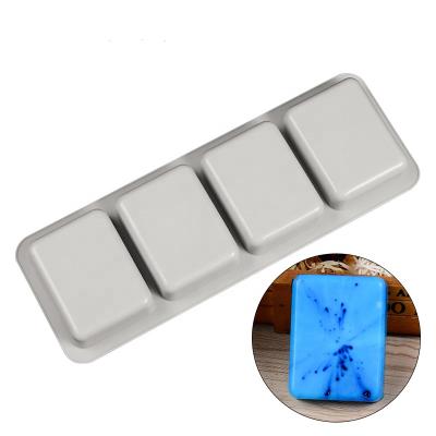 China Sustainable High Quality Square 4 Cavity Silicone Soap Mold for sale