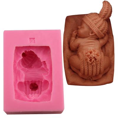 China DIY Mold Baby Sleep Shape 3D Cake Silicone Mold Viable Baking Fondant for sale