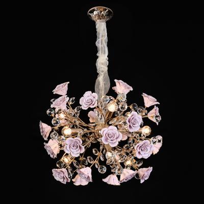 China Traditional Country Row 2 French 15 Candle Light Large Flower Chandelier Tall For Hallway Living Room Hotel Restaurant Wedding for sale