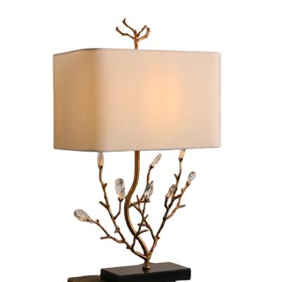 China Vintage Contemporary Minimalist Luxury Modern Style KARO Fabric Lampshade Marble Base Copper Brass Table Lamp For Hotel Living Reading Room for sale