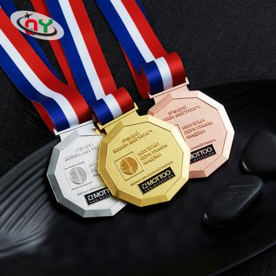 China China Zhongshan Factory Cheap Price ODM Bespoke Metal Gold Medal Souvenir Fine Sports Medal With Ribbon for sale