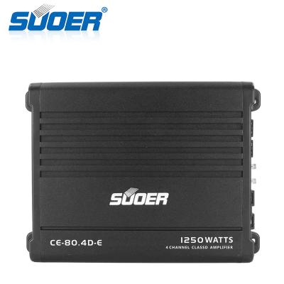 China Suoer CE-80.4D-E 190*150*55 mm Mini Amplifier Size Car Amplifier 12V 4*80 Watts 4 Channel Full Range Class D Car Amplifier for sale