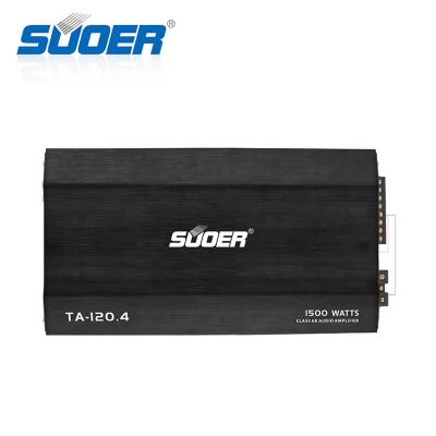 China Suoer TA-120.4 Modern Design 1000w 1500w 1800w 4 Channel Full Range Class AB V12 Amplifier 4 Channel Car Amplifier for sale