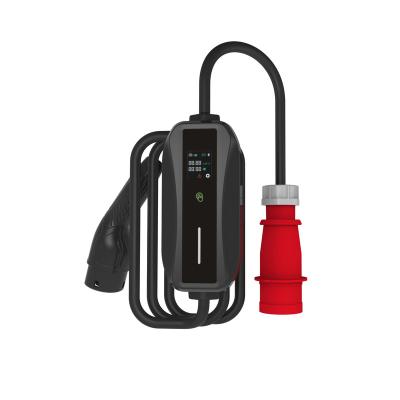 China 7KW 11KW  Portable EV Charger Type1/Type 2 Electric Car Charger 6-32A Current Adjustable CEE Plug LED Screen BFM206 for sale