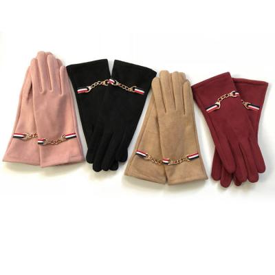 China Fashion Soft Lady Winter Faux Suede Touch Screen Gloves for sale