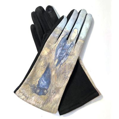 China Fashion Elements OIL PRINT DRESS GLOVES WINTER HOT GLOVES WITH VELVET for sale