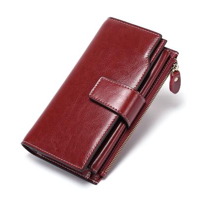 China Summer multifunctional vintage large-capacity European and American wallet cowhide elegant lady purse for sale