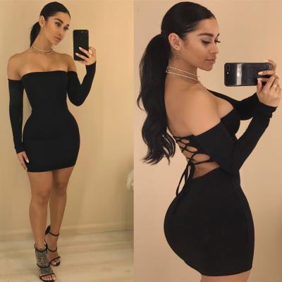 China 2021 New Anti-Static 6 Colors Sexy Long Sleeve Tube Skirt Hip Top Skirt Backless Women Dress Clothing For Club for sale