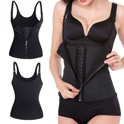 China One-Piece Body Shaper Neoprene Applique Corset Women Shapewear Zipper Ladies Viable Body Shaper 3-Layer Sweat Vest for sale