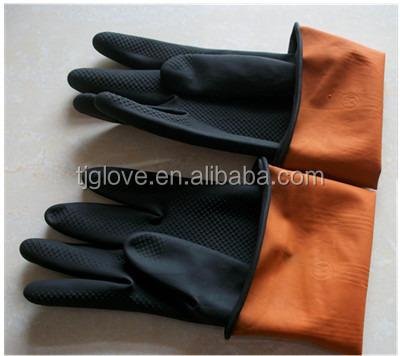 China Anti-heat Black Industrial Latex Glove / Black Rubber Glove for sale