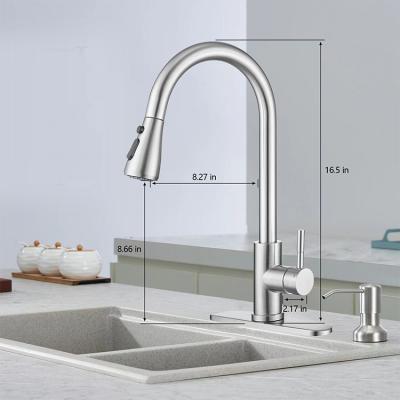 China Hot Selling Arc Pull Out Spray Stainless Steel High Lower Kitchen Faucet With Spray for sale