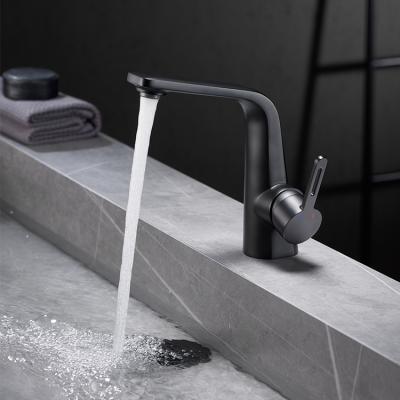 China New Design Faucets 2022 Hot Sale Black Single Handle Metered Cold Water Deck Mounted Brass Basin Faucet for sale