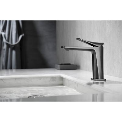 China Luxury Metered Gray Single Lever Brass Basin Faucet Mixer Taps Bathroom Sink Mixer Taps for sale