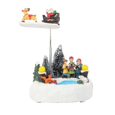 China 2022 Professional Christmas Decoration Supplier Christmas Day Music Boxes Carousel Christmas Ornaments Decoration Snowfall Supplies for sale