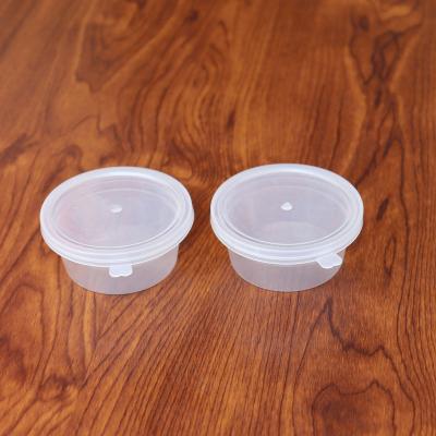 China Recycled Materials HF2022Eco Friendly Food Grade PP Plastic Injection 3 Ounce Sauce Cups With Hinged Lids Cup With Sauce for sale