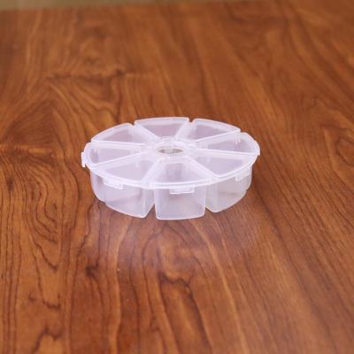 China Recycled Materials HF2022lastic Clear 8 Slots Around Pill Boxes For Craft Organizer Beads Earing Holder Jewelry Storage Separable Box Case for sale