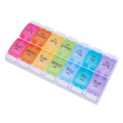 China Recycled Materials HF2022 Eco-friendly Mini Portable 7 Days Travel Organizer Plastic Pill Box Medicine Pill Case Pill Box for sale