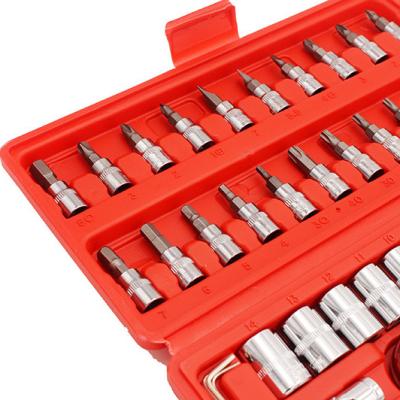 China HF2021Factory 46 PCs Car Repair Kit Socket Wrench Set With Portable Auto Plastic Box of Standard Edition Steel DIY Tools Prices for sale