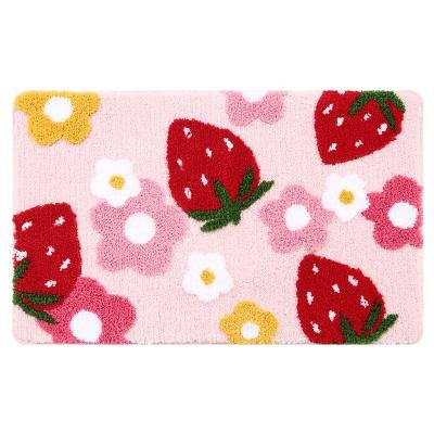 China New Design Strawberry Non-slip Door Mat Decorate Floor Mat For Kids Non-slip Bath Mat for sale