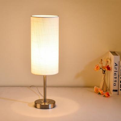 China European home decor bed side fabric shade modern luxury metal table lamps reading lights for bedroom for sale