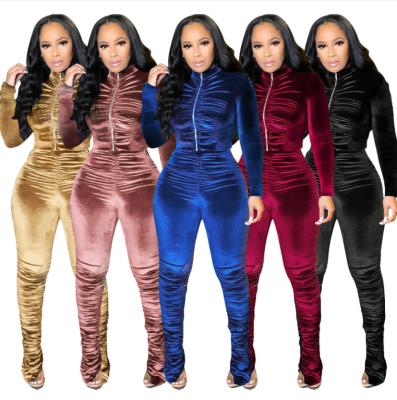 China Wholesale Sustainable Women Tracksuit Set Two Piece Sweatsuit Two Piece Set Autumn Women Stacked Sweatpants for sale