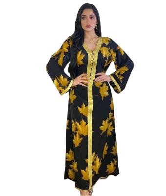 China Daily Casual Formal Muslim Dresses Dubai Maxi Dresses Muslim Women Abaya Printed Muslim Abaya Dress for sale