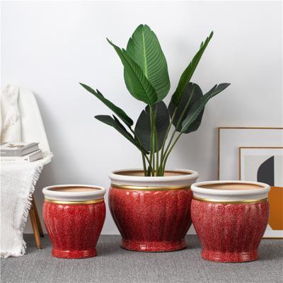 China Eco-friendly Modern Red Indoor Outdoor Home Decoration Large Planter Luxury Flower Pots Pot For Garden for sale