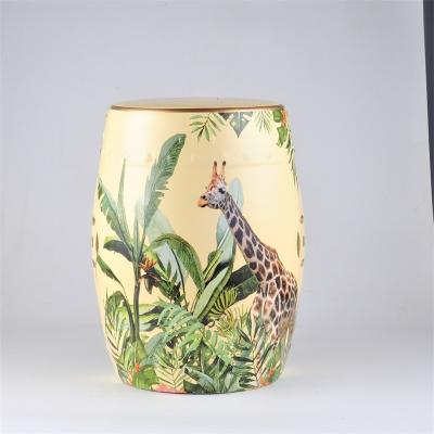 China High End Chinese Decorative Pattern Chair Yellow Ceramic Giraffe Garden Stool For Balcony for sale