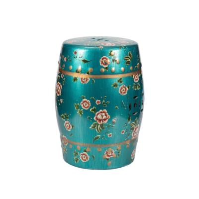 China High Standard Manufactured Luxury Outdoor Garden Wedding Decoration Dressing Room Porcelain Green Drum Stool Durable for sale