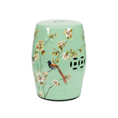 China Durable New Arrival Hot Sale Painted Flower Birds Pattern Decorative Ceramic Garden Stool for sale