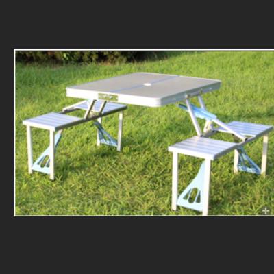 China Modern Outdoor Camping Metal Furniture Folding Aluminum Picnic Table and 4 Seats for sale