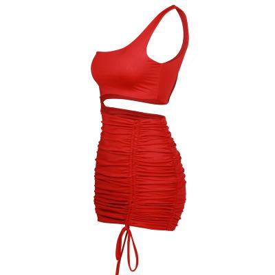 China 2020 summer European and American sexy lace-up hollow ladies breathable dress fold border women's hip bag clothing for sale