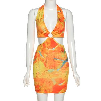 China Women One Piece Sleeveless Bodycon Mini Dress Sexy Summer Beach Wear Anti-Static Neck for sale