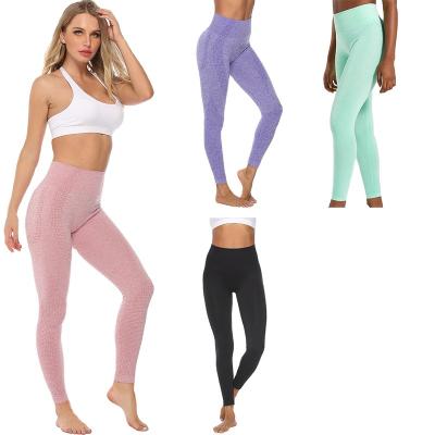 China Breathable tights sports border Europe and the United States nylon seamless hip point fitness yoga pants women's sports yoga clothing for sale