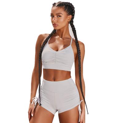 China 2020 Hot Sale ACTIVE STRETCH New Drawstring Camisole Hot Pants Yoga Two-Piece Suit for sale