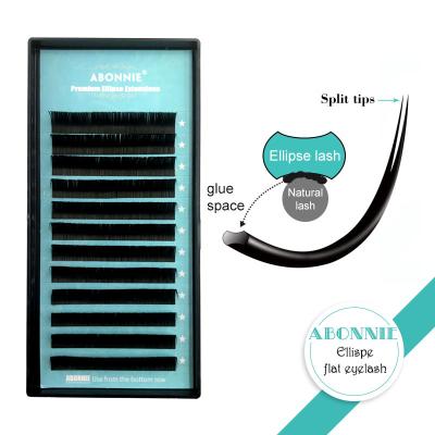 China Abonnie Flat Ellipse Eyelash Extensions Matte Black Cashmere Feather Split Tips for sale