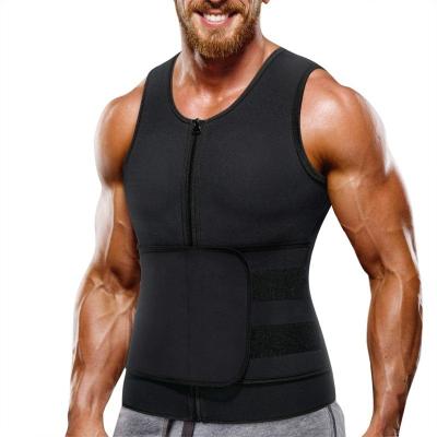 China QUICK DRY EU USA Plus Size Gym Sport Zipper Vest Abdomen Fitness Girdle Waist Belt Corset Sportwear Men's Body Shaper With Belt for sale