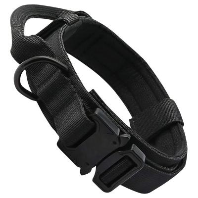 China Custom High Quality Nylon Tactical Buckle Stocked Logo Dog Collar Metal High Elastic Foam Padding Collares Para Perros for sale