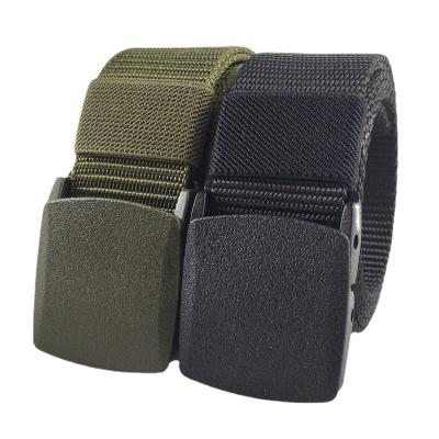 China New Fashion Logo Army Buckle Waistband Canvas Fabric Tactical Elastic Belts Wholesale Custom Plastic Military Nylon Sports Belt For Women Men for sale