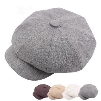 China Wholesale Cheap Plaid Striped Octagonal Plain Flat Winter Autumn Flat Top Western Painter Hat For Women Beret for sale