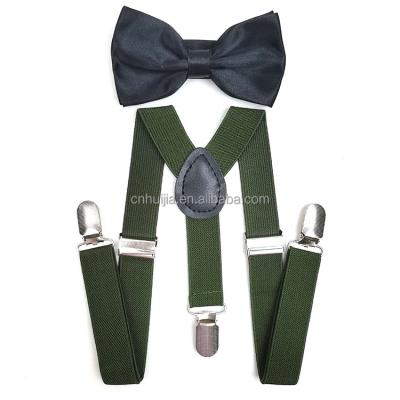 China PU leather amazon top sller men's and women's bow tie set adjustable elastic suspenders with bow tie part 2.5cm for sale