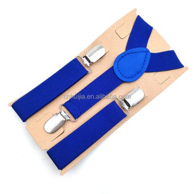 China Hot Selling PU Baby Boy Sky Blue Solid Color Navy Blue Leather Elastic Suspenders Y For Party Wedding for sale