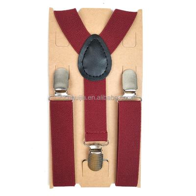 China Custom Made Retro Heavy Duty PU Leather Heavy Duty Staple Wine Y-Back Adjustable Wide Elastic Solid Suspenders For Party for sale