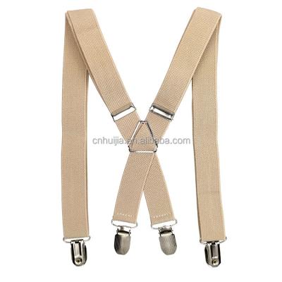 China FREE SAMPLE FACTORY PRICE Club Plaid X Removable Elastic Khaki Suspender Multicolor PU Leather or Polyester Piece Men's Suspender For Wedding for sale