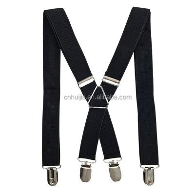 China FREE SAMPLE PU Leather or Polyester FACTORY PRICE 25MM X Black One Size Wide Men Train Adjustable And Elastic Heavy Duty Trouser Suspenders for sale