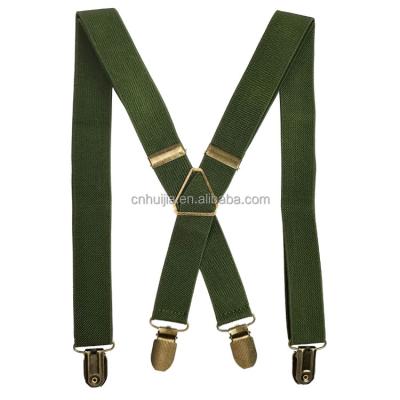 China Hot Sale OEM Leather or Polyester PU Available Army Color Anchor Printing Back X Logo Elastic Adjustable Suspender For Kids for sale