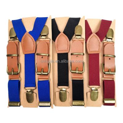 China Royalblue 2.5 Cm Fashion PU Leather Color Skinny Cloth Men's Groomsmen Braces Metal Clips Boys Leather Braces Suspenders for sale