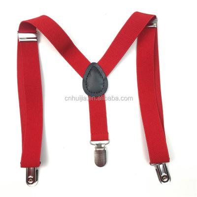 China Fashion Trendy Hot Solid Red Color 2.5cm Width 65cm Length Toddler Suspenders For Boys Girls for sale