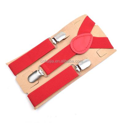 China New PU Leather Part Y Colored Elastic Adjustable Elastic Suspenders Wholesale Custom Shape 3 Clips For Kids for sale