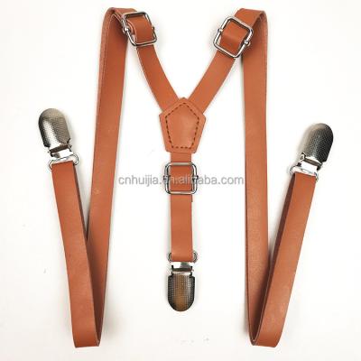 China PU leather 2020 new fashion style recorder 3 clips work men's suspenders with high quality for sale